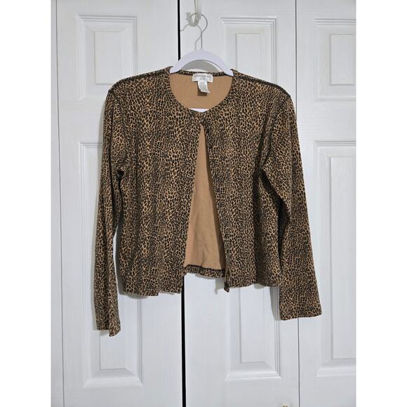 Jones new York petite large women's cheetah print button down cardigan - Picture 1 of 8